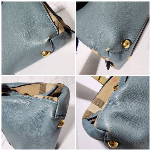 Authentic BURBERRY Derby Calfskin House Check Small Camberley Slate Blue - Picture 11 of 12